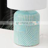 Nordic Modern Handmade Ceramic Bedside Lamp Wholesale Cheap Blue Ceramic Table Lamp thumbnail-3