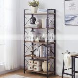 Industrial Bookshelf Vintage Bookcase and Bookshelves Rustic Wood and Metal Shelving Unit