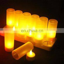 Wedding Events Party Restaurant Decorative Battery Operated 12 Packs Rechargeable Flicker Warm White Led Candle White thumbnail-3