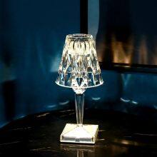 Crystal Table Lamp USB Rechargeable Acrylic Decoration Lampada Bedroom Bedside Bar Diamond Lighting Fixtures Gift Night Light