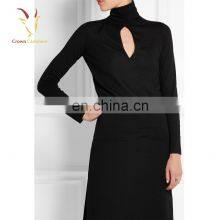 Women Fashionable Black Turtle Neck Cashmere Pullover Sweater thumbnail-1