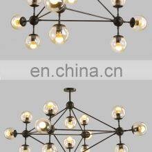 Wholesale Price Modern Indoor Living Room Bedroom Decoration Chandelier Lamp Iron Glass Led Pendant Light thumbnail-5