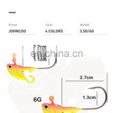 JOHNCOO Lead Head Hooks 3.5G 6G Fish Head Deep Sea Fishing Painted Jig Heads Fishing Hook thumbnail-2