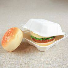 450ml Thick & Sturdy Sugarcane Bagasse Biodegradable 6 Inch Clamshell To Go Burger Box Packaging Custom Paper thumbnail-2
