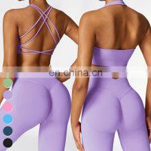 Fashion High Quality Quick Dry 2 Piece Sets Custom Workout Clothing Gym Fitness Sets Women Sport Bra Leggings Seamless Yoga Set thumbnail-5