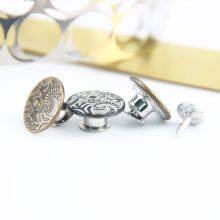 Embossed Logo Brass Material Jeans Jacket Logo Custom Metal Buttons for Denim Jeans thumbnail-2