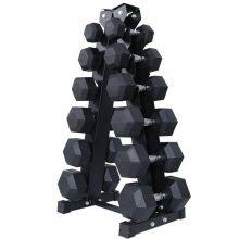 2-100LB Home Use Fitness Hex Rubber Dumbbells With 6 Layer Rack Gym Free Weights Rubber Coating Cast Iron Dumbbell Set thumbnail-1