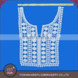 OEM Custom Shaped Cotton Crochet Lace Pattern Embroidered Applique Neck Patch for Ladies Dress or Garment thumbnail-2