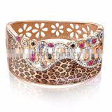 women fashion cuff bangle leopard stylist crystal 18k rose gold filled american diamond bangles