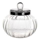 Argent Candy Dish With Silver Lid, Glass Cookies Bowl Jar thumbnail-1