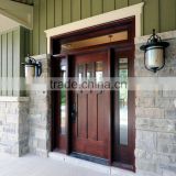 Traditional external wooden doors with sidelights and transom, glass insert