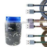 New Leather Jean Denim Cell Phone USB Cable For Iphone 6 Samsung galaxy s6