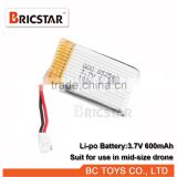 New arrival rechargeable 3.7V 600mAh lipo battery for quadcopter.