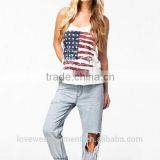 New Fashion Custom Pattern US Flag Womens Tank Top Wholesale thumbnail-3
