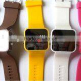 Classical 12 Mini Color Mirror Face LED Silicone Men Lady Sport Watch