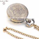 Antique Copper Quartz Butterfly Pocket Watch Necklace Pendant thumbnail-3