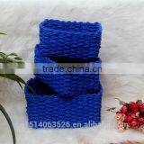 Set of 3 Cheap Wicker Baskets, Fruit Baskets, Gift Baskets-blue thumbnail-2