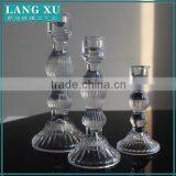 Set of 3 Crystal Taper Tall Glass Candle Holders thumbnail-2