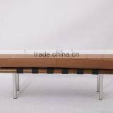 Brown Leather Modern Living Room Indoor Barcelona Commercial Bench