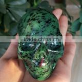 Hand Carved Ruby Zoisite Crystal Stone Skull Halloween skulls for Gift