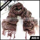 A82-G Lady Rayon Jacquard Leopard Scarf