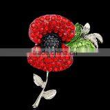 2015 New Rhinestone Crystal Poppy Flower Brooch