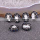 Natural Freshwater Pearl Beads, Pave Crystal Zircon Beads, Egg shape Gem Connector Beads For Jewelry Making