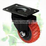 Red PVC Hardware Wheel 100mm Top Plate Swivel Industrial Casters thumbnail-1