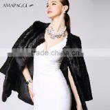 Hot Sale Women Black Whole Mink Pelt Long Fur Coat for Winter thumbnail-3
