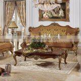 Antique Classic Royal Solid Wood Carved Sofa, Luxury Button Tufted Golden Sofa Set, Palace Design Living Room Furniture Set thumbnail-2