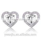 Wholesale Stock Small Order Fashion Women Heart-shaped Zircon Earrings thumbnail-1