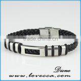 Fashion jewelry 925 sterling silver leather bracelet leather charm bracelet