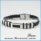 Fashion Jewelry 925 Sterling Silver Leather Bracelet Leather Charm Bracelet thumbnail-1