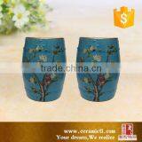 Porcelain Round Garden Stool Cobalt Blue Painted Ceramic Stool thumbnail-2