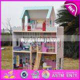 2017 New Design Lovely Pretend Play Wooden Girls Dollhouse W06A161 thumbnail-1