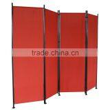 Red 4 Pieces Folding Screen With Steel Frame thumbnail-2