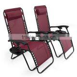 2 Pack Burgundy Folding Infinity Zero Gravity Chair with Cup Holder