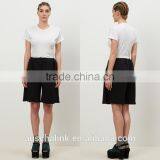 Wholesale Loose Fit Wide Leg Open Women Black Rib Custom Sweat Shorts thumbnail-5