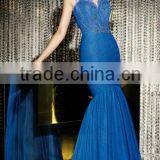 Blue off Shoulder Deep v Neck Plus Size Brides Mom Dresses thumbnail-1