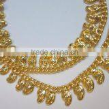 Gold TONE CHAIN PAISLEY DESIGN ANKLETS PAYAL Pair Foot Chain thumbnail-3