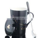 2017 Hot Sell 420 ML Ceramic Tea Cup Coffee Cup Mug Cup With Lid And Spoon thumbnail-2