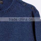 High Quality Grey/Dark Blue Color Combine Shoulder Button Design Sweater Men (BKNM19b) thumbnail-2
