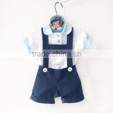 Fashion Little Baby Boy Clothes Set With Navy Shortall thumbnail-1