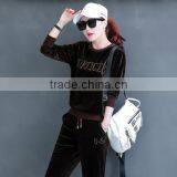 Wholesale Soft Touch Crewneck Tracksuit Custom Design Velvet Tracksuits for Women thumbnail-6