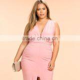 Plunge Neck Sleeveless Plus Size Maxi Evening Dresses for Fat Ladies thumbnail-5