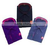 2017 Latest Contrast Casual Spread Collar Men's Shirt With Embroidery thumbnail-6