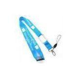 Blue Nylon Cell Phone Neck Lanyards With Carabiner Hook , Egg Hook