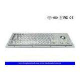 Panel Mount Brushed Metal Industrial Keyboard With Trackball And 64 Keys