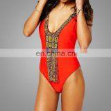 New Summer Swimming's Wear Lady Girl Clothing Deep V-neck Swimsuit One Piece Beachwear Red Tassel Details Apparel thumbnail-4