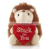 Valentine's Day Gift Stuffed Plush Cute Hedgehog Soft Toy With Red Heart Fashion Custom Kids Plush Hedgehog